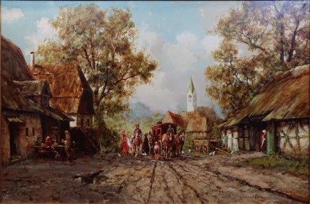Motyw wiejski ze sztafażem | Jürgen Winter - malarstwo olejne