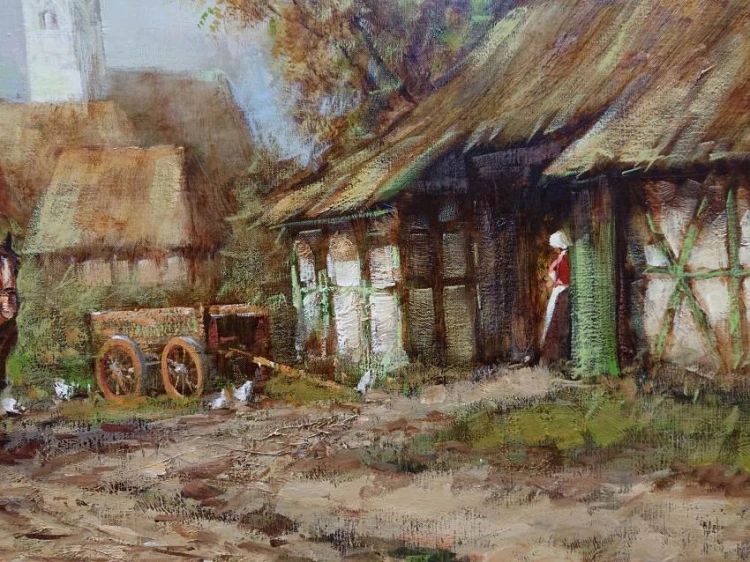 Motyw wiejski ze sztafażem | Jürgen Winter - malarstwo olejne