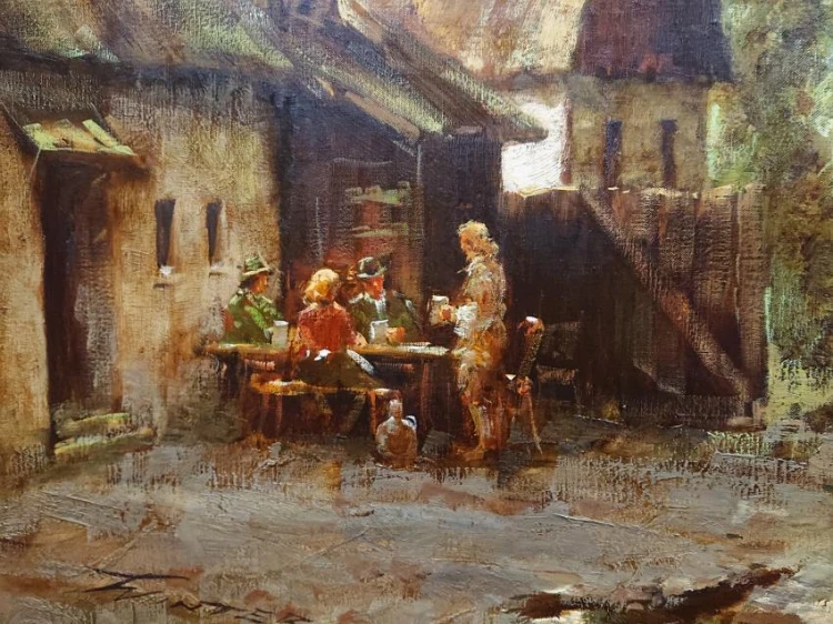 Motyw wiejski ze sztafażem | Jürgen Winter - malarstwo olejne