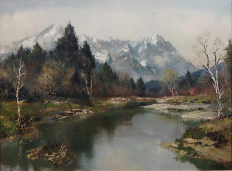 Josef Burger | Aukcyjne malarstwo - Góra Zugspitze