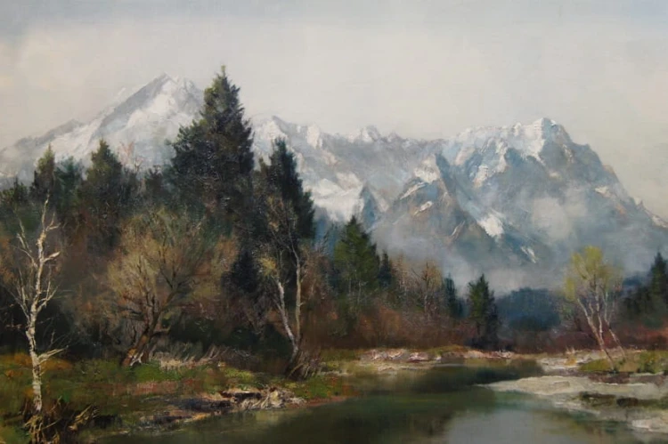 Josef Burger | Aukcyjne malarstwo - Góra Zugspitze