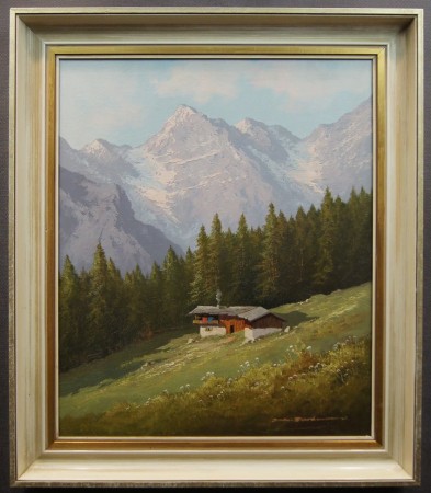 Johannes Bochmann obraz pejzażowy - Chata w górach