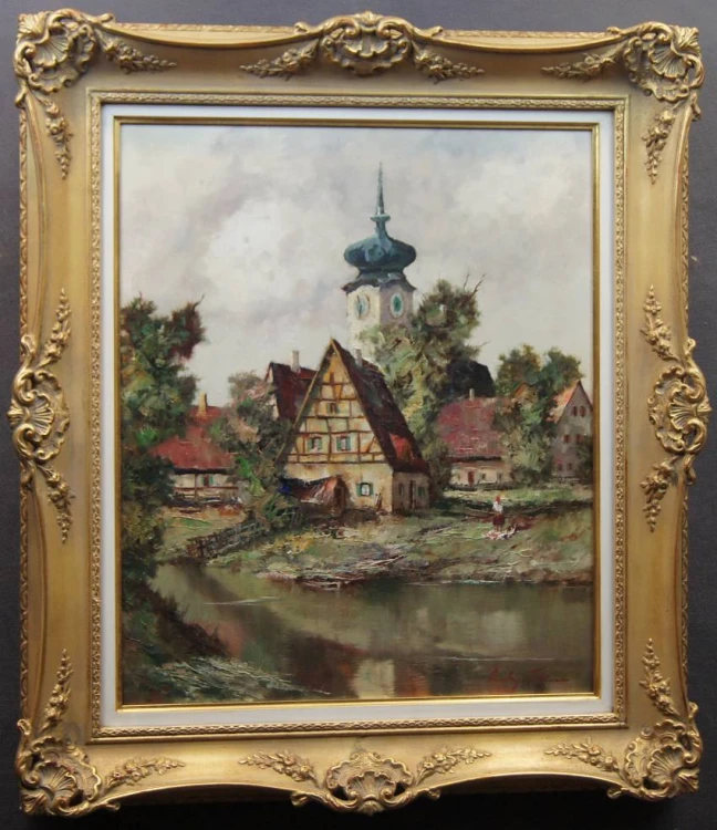 Ludwig Klein  Romantyczne malarstwo wiejskie na płótnie
