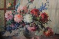 Hedwig Petermann  Wnętrze z bukietem ogrodowych kwiatów