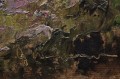Georg Wegener - Obraz olejny Plener z rzeką i brzozami