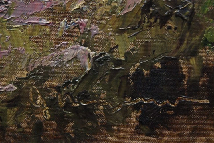 Georg Wegener - Obraz olejny Plener z rzeką i brzozami
