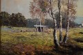 Georg Wegener - Obraz olejny Plener z rzeką i brzozami
