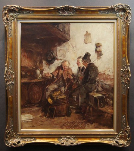 Gerhard Dickmeis - Wesołe pogaduchy w szynku - obraz scena rodzajowa