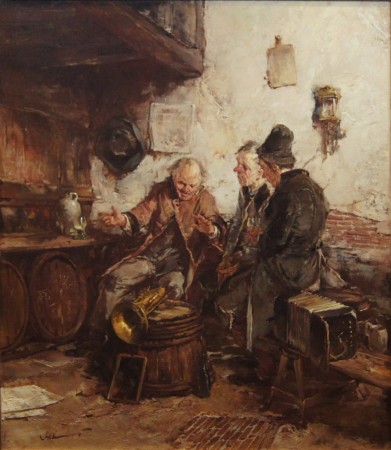 Gerhard Dickmeis - Wesołe pogaduchy w szynku - obraz scena rodzajowa