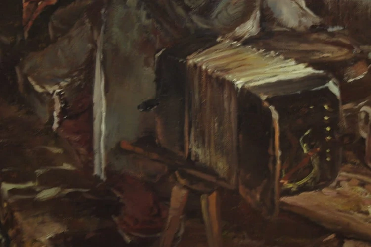 Gerhard Dickmeis - Wesołe pogaduchy w szynku - obraz scena rodzajowa