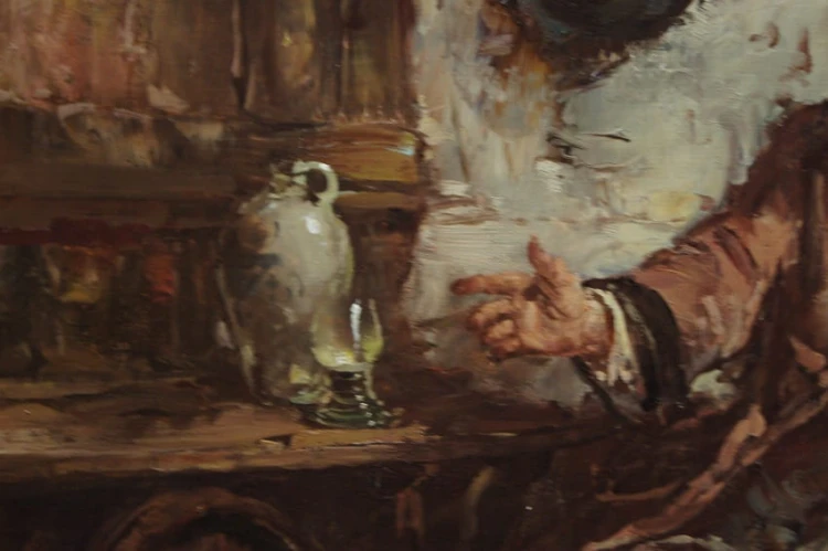 Gerhard Dickmeis - Wesołe pogaduchy w szynku - obraz scena rodzajowa