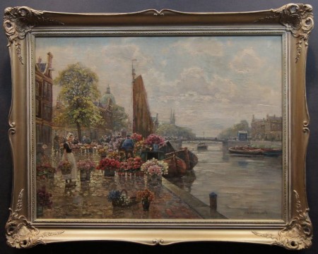 Targ kwiatowy w Amsterdamie - F. Max Richter - Reich - malarstwo olejne na płótnie