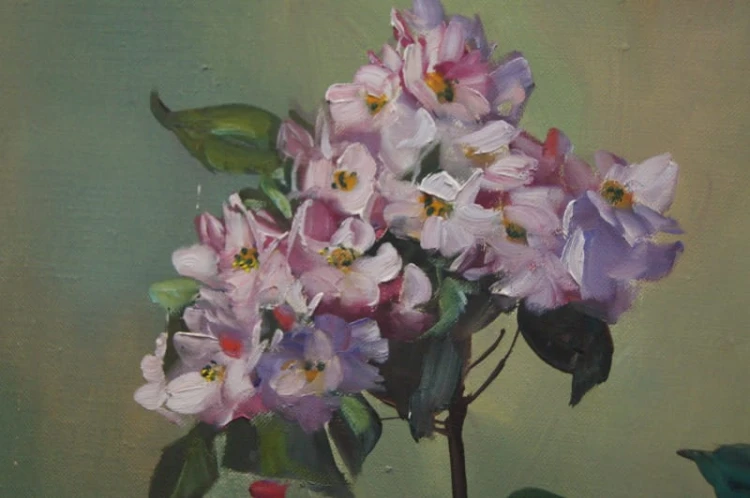 Helmuth Andreas Volkwein Kwiat Rhododendronu wybitny obraz olejny