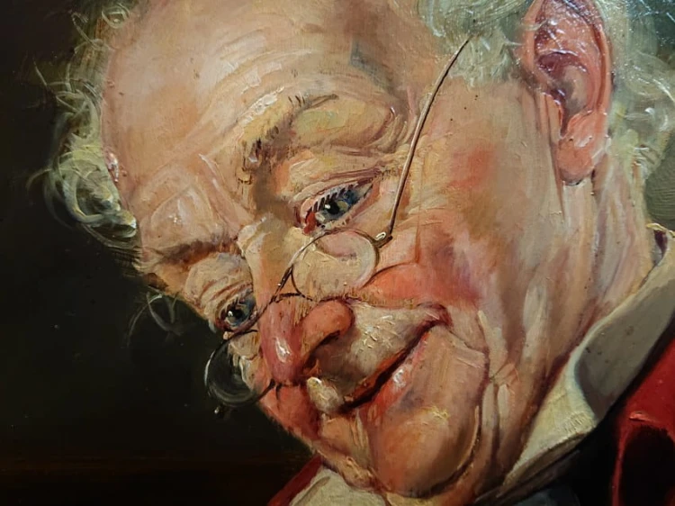 Otto Kirchner - Mężczyzna piszący list - przedwojenny obraz olejny