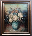 Kolorowe kwiatki w wazonie na obrazie olejnym | Anton Domberg