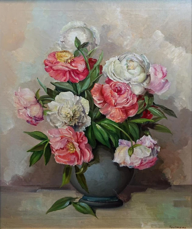 Martwa natura z kwiatami barwne peonie - Trautmann
