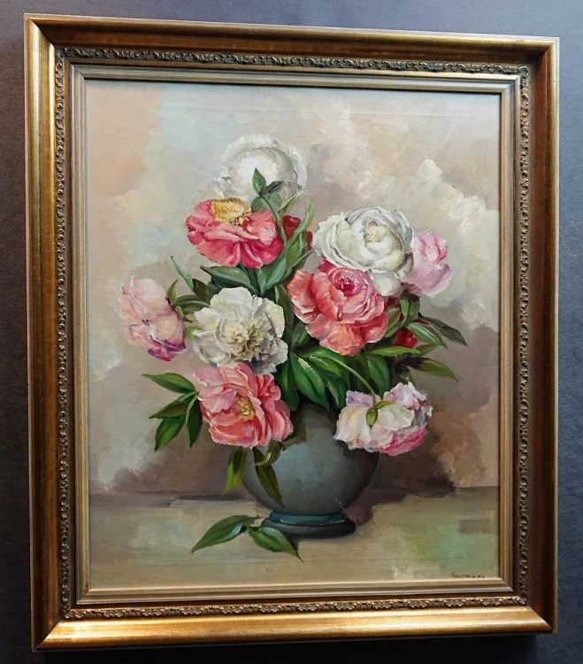 Martwa natura z kwiatami barwne peonie - Trautmann