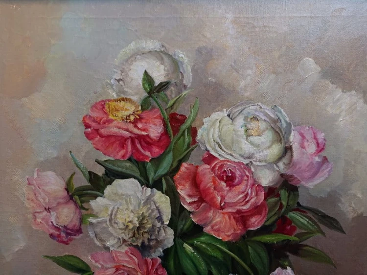 Martwa natura z kwiatami barwne peonie - Trautmann