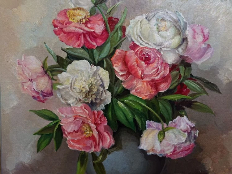 Martwa natura z kwiatami barwne peonie - Trautmann