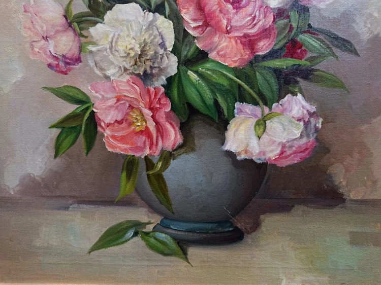 Martwa natura z kwiatami barwne peonie - Trautmann