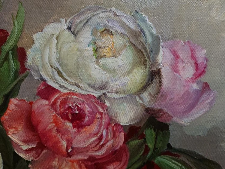 Martwa natura z kwiatami barwne peonie - Trautmann