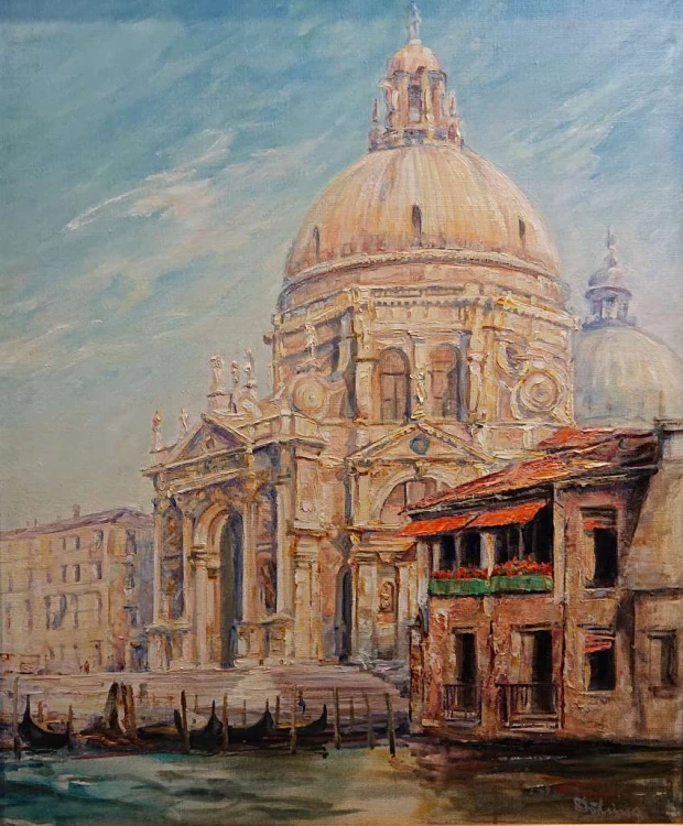 Wenecja z kanałem oraz Basilica di Santa Maria ⭐ obraz olejny