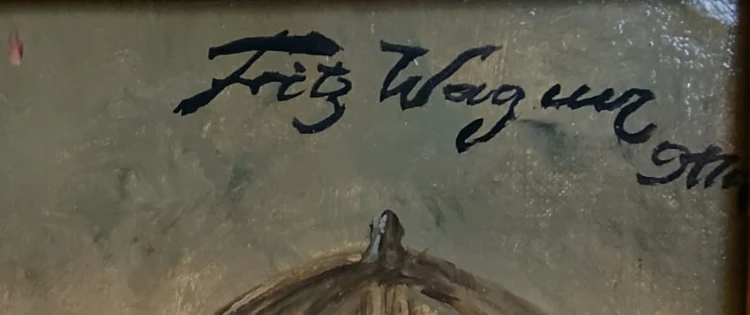 Fritz Wagner - U mnicha w piwniczce - aukcyjny cenny obraz