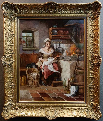 Peter Albert Speier - Olejna scena rodzajowa - W dawnej kuchni