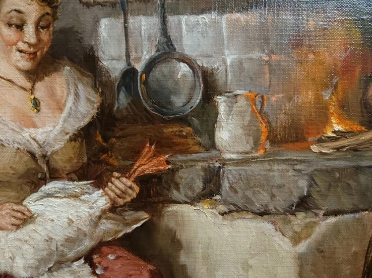 Peter Albert Speier - Olejna scena rodzajowa - W dawnej kuchni