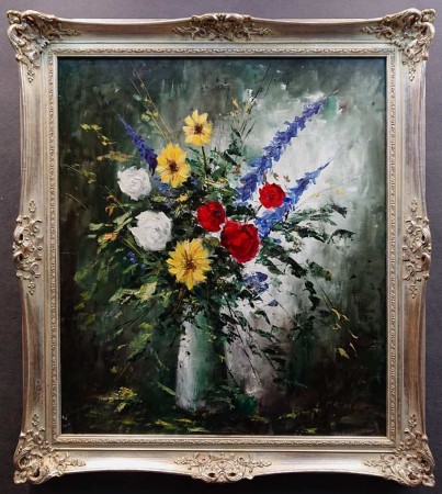 Bukiet Eterycznych  kwiatów - obraz olejny - Christian Jereczek