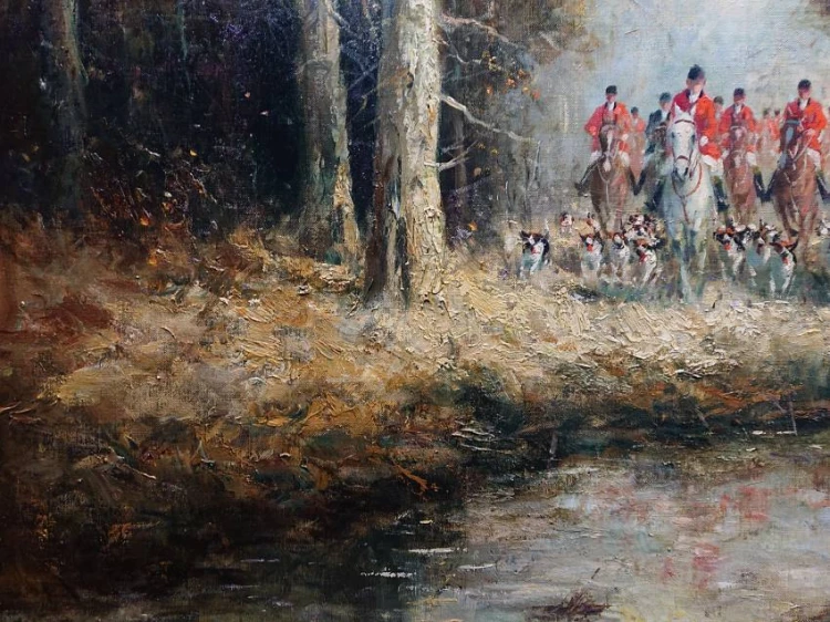 Fritz Moritz - Konna przejażdżka - Aukcyjny duży obraz