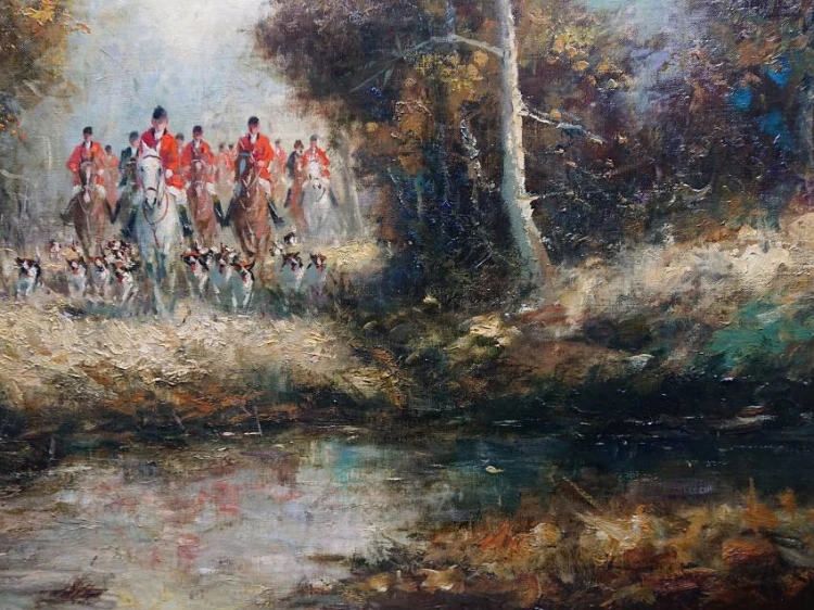 Fritz Moritz - Konna przejażdżka - Aukcyjny duży obraz