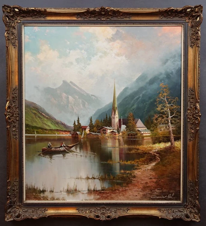 Widok na Rottach Egern nad jeziorem Tegernsee - Gustav Weiss GUWE