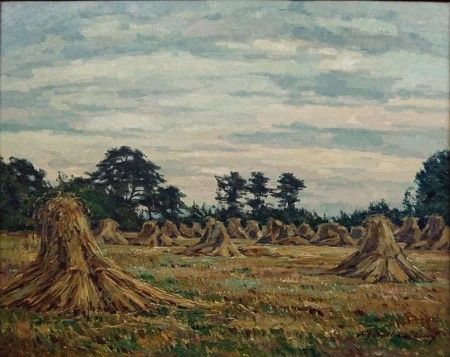 Fritz Köhler - Stogi zboża - Wiejski obraz