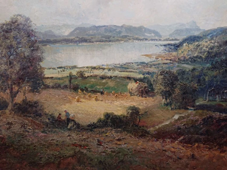 Żniwa obraz wiejski - dekoracyjny obraz olejny Ludwig Gschossmann