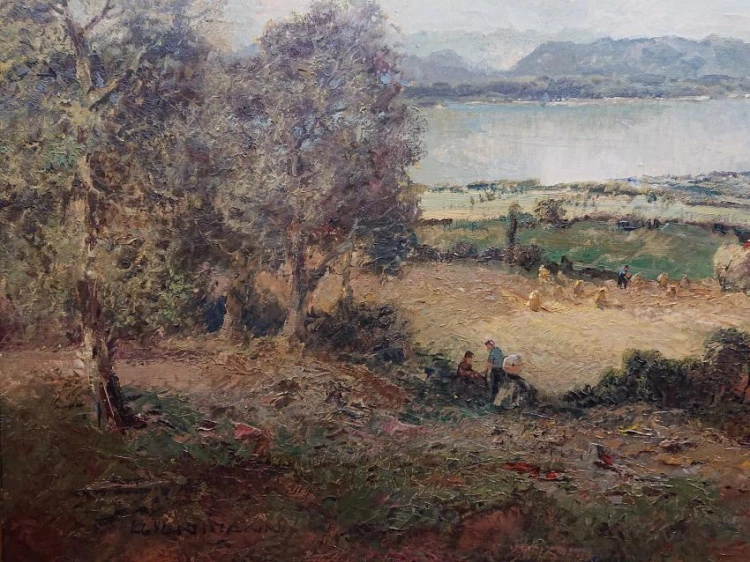 Żniwa obraz wiejski - dekoracyjny obraz olejny Ludwig Gschossmann