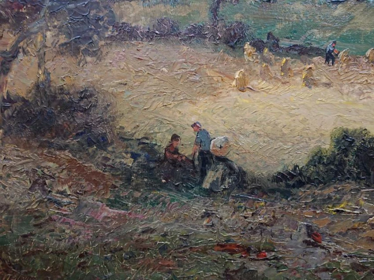 Żniwa obraz wiejski - dekoracyjny obraz olejny Ludwig Gschossmann