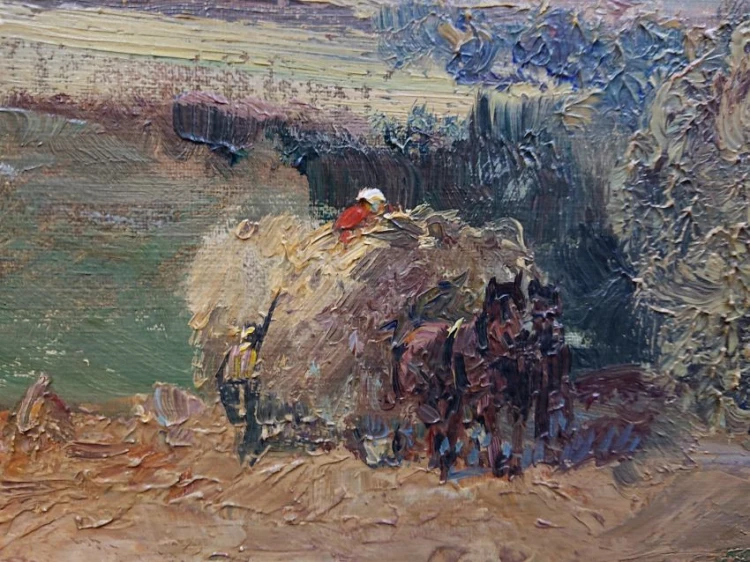 Żniwa obraz wiejski - dekoracyjny obraz olejny Ludwig Gschossmann