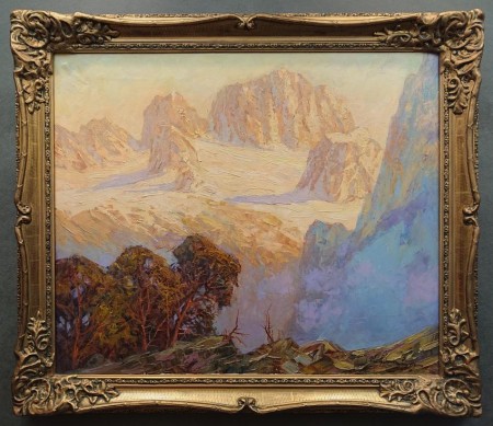 Widok na szczyt lodowca Dachstein - Hans Münnich - malarstwo szpachlowe