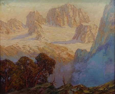 Widok na szczyt lodowca Dachstein - Hans Münnich - malarstwo szpachlowe