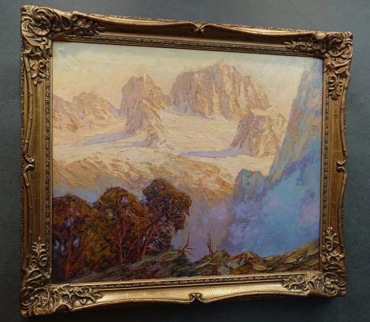 Widok na szczyt lodowca Dachstein - Hans Münnich - malarstwo szpachlowe