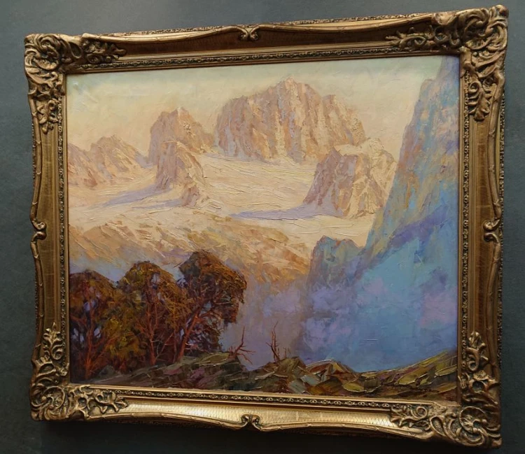 Widok na szczyt lodowca Dachstein - Hans Münnich - malarstwo szpachlowe