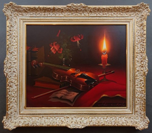 Martwa natura ze skrzypcami - dekoracyjne malarstwo do wystroju