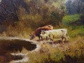 Krowy przy wodopoju - obraz wsi Helmut Stadelhofer