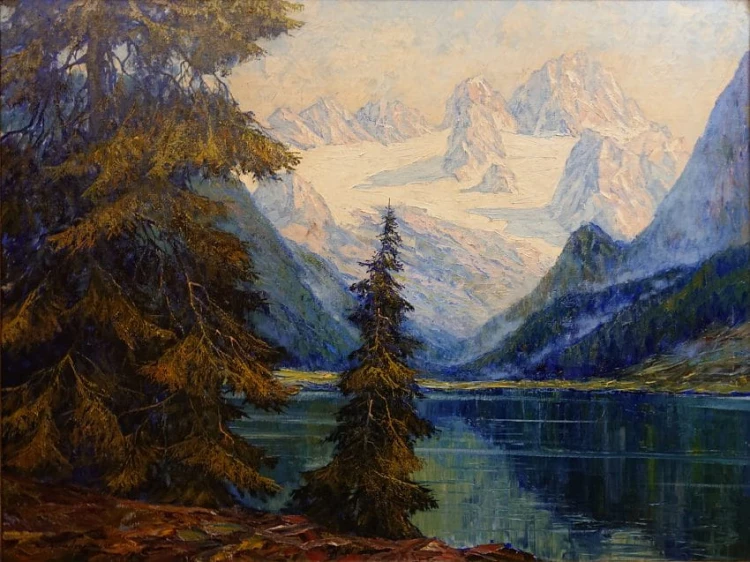 Górska panorama z regionu Salzkammergut - Hans Münnich - Obraz olbrzym
