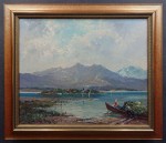 Barwny pejzaż z łodzią ⭐ impresjonizm olejny obraz  ⭐ Randolf Wehn