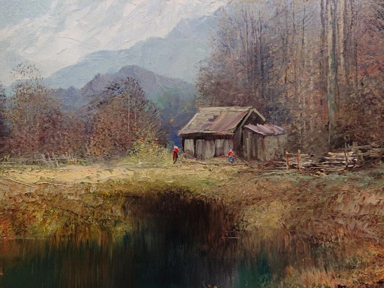 Jeziorko w leśnym zagajniku - obraz krajobrazowy - Gustav Türk