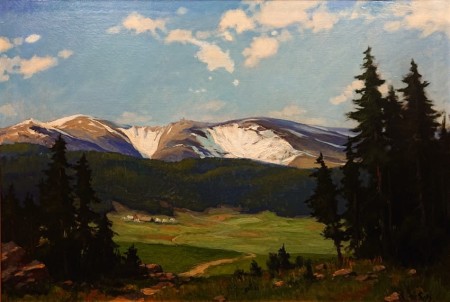 Karkonosze - panorama na Śnieżne Kotły - przedwojenne malarstwo