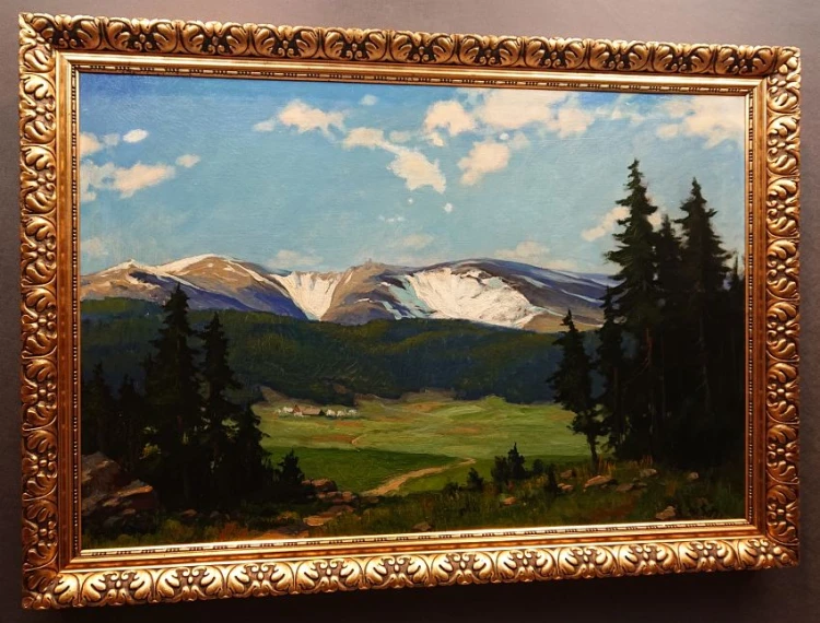 Karkonosze - panorama na Śnieżne Kotły - przedwojenne malarstwo