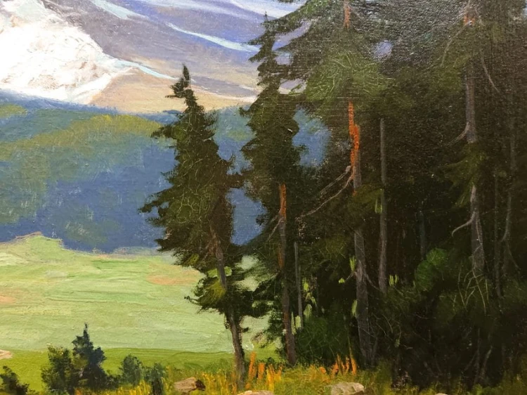 Karkonosze - panorama na Śnieżne Kotły - przedwojenne malarstwo